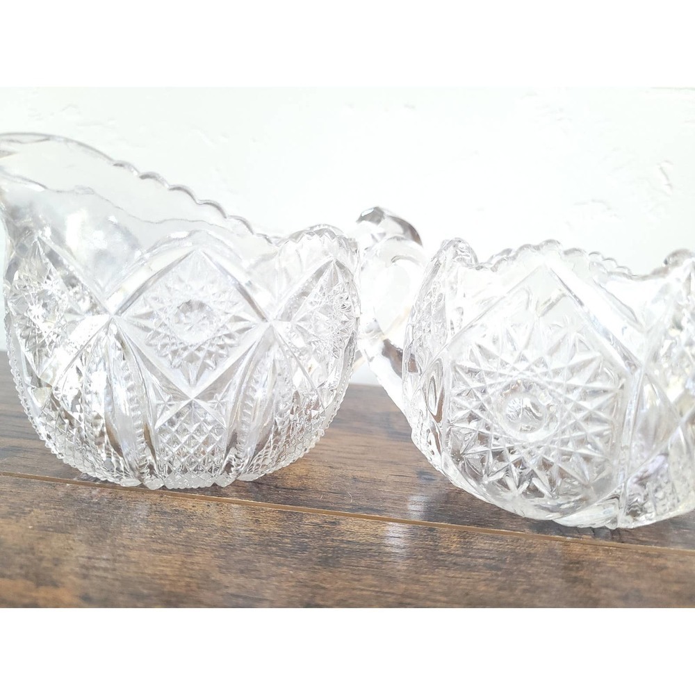 Crystal Cut Glass Creamer and Sugar Bowl | Vintage - Picture 6 of 11